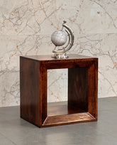 Solid Wood Solis California Side Table, Open Storage, Walnut, Brown