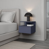 LEE JU Floating Nightstand, 1 Drawer, Open Shelf, Wall Mounted Design, Kronos Blue