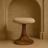 Artisan Furniture Solid Wood Boucle Teak Accent Stool