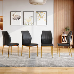 Set of 4 Black Dining Chairs, 37 inches High: Ergonomic PU Backrest, Combines Comfort and Style.Perfectly blends comfort and elegance, Injecting more comfort and style into dining time.