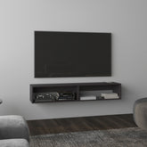 Eco 59" Floating Tv Stand with Two Rectangular Shelves Black Wengue