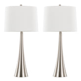 Diana 29" Contemporary Metal Table Lamp in Brushed Nickel with White Linen Shade from Grandview Gallery by - Set of 2