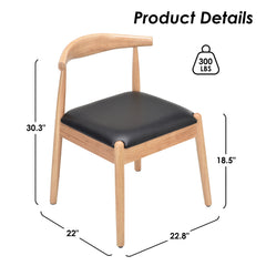 Weave Dining Chairs Set of 2, Mid-Century Modern Kitchen Chair with Solid Oak Frame & Handwoven Seat for Living Dining Room