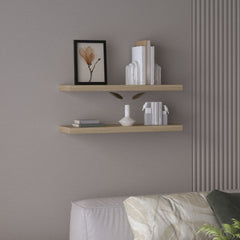 Ecco 31.5" Wide Floating Shelves Set of 2, Shelves for Wall Decor for Bedroom, Bathroom Storage Shelves, Book Shelves for Living Room Light Pine