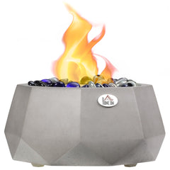 Concrete Tabletop Fireplace, 9" Portable Alcohol Fireplace with Lid for Indoor and Outdoor, 0.1 Gal Max 215 Sq. Ft., Burns up with Liquid Alcohol and Solid Alcohol, Light Grey