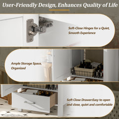 20.28'' White Modern Bathroom Vanity with Ceramic Sink, Solid Wood Frame, and Drawer – Ideal for Small Bathrooms.