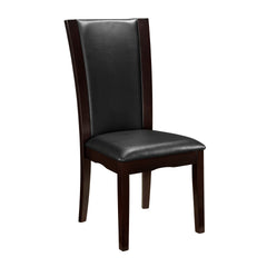 Modern Contemporary Dining Side Chairs Set of 2 Dark Brown Faux Leather Upholstered Espresso Finish Hardwood Solid