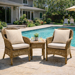 2 Pack Outdoor Throw Pillows, Waterproof & Fade-Resistant Patio Cushions for Garden, Porch, Poolside Furniture - Soft & Comfortable Decorative Pillow Covers (18x18 Inch, Beige White)