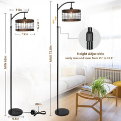 Arc Floor Lamp with Remote & Dimmable LED Bulb