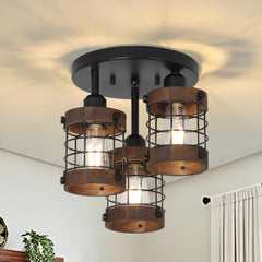 Semi Flush Mount Ceiling Light,3-Light Farmhouse Chandelier Light Fixtures Ceiling Mount
