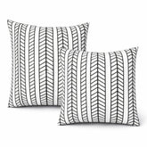 2 Pack Outdoor Throw Pillows, Waterproof & Fade-Resistant Patio Cushions for Garden, Porch, Poolside Furniture - Soft & Comfortable Decorative Pillow Covers (18x18 Inch, Ivory White with Black Patter)