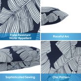 2 Pack Outdoor Throw Pillows, Waterproof & Fade-Resistant Patio Cushions for Garden, Porch, Poolside Furniture - Soft & Comfortable Decorative Pillow Covers (18x18 Inch, Blue leaf)