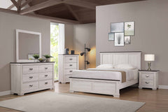Farmhouse Rustic Style Antique White & Brown Twin Size Panel 1pc Youth Bed Wooden Bedroom Furniture