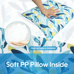 2 Pack Outdoor Pillows, Waterproof & Fade-Resistant Patio Cushions for Garden, Porch, Poolside Furniture - Soft & Comfortable Decorative Pillow Covers (18x18 Inch,blue leaf)