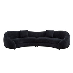 125.98" Modern Curved Sofa with Elegant Love Heart Design for Living Room BLACK
