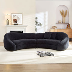 125.98" Modern Curved Sofa with Elegant Love Heart Design for Living Room BLACK