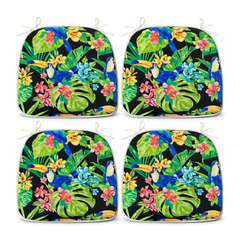 Outdoor Patio Chair Cushions, Water-Repellent U-Shape Thick Foam Seat Cushions with Ties, 17"x16"x2" All-Weather Cushions for Garden, Patio & Dining Chairs (Set of 4)-Rich Forest Green