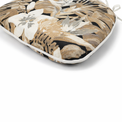 Outdoor Patio Chair Cushions, Water-Repellent U-Shape Thick Foam Seat Cushions with Ties, 17"x16"x2" All-Weather Cushions for Garden, Patio & Dining Chairs (Set of 4)-Soft Cream Lily