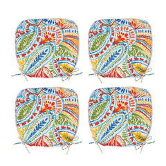 Outdoor Patio Chair Cushions, Water-Repellent U-Shape Thick Foam Seat Cushions with Ties, 17"x16"x2" All-Weather Cushions for Garden, Patio & Dining Chairs (Set of 4)-paisley multi