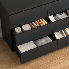 6 Drawer Storage Cabinet ,Dresser, Wood Storage Tower Clothes Organizer, Wide Chest of 6 Drawers, Large Storage Space for Bedroom, Hallway, Entryway Living Room