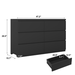 6 Drawer Storage Cabinet ,Dresser, Wood Storage Tower Clothes Organizer, Wide Chest of 6 Drawers, Large Storage Space for Bedroom, Hallway, Entryway Living Room