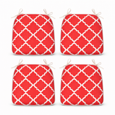 Outdoor Chair Cushions Seat Cushions with Straps, Patio Chair Pads for Patio Furniture Garden Home Office Decoration Set of 4, Plaid Red