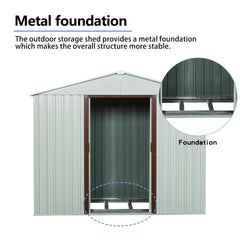 6ft x 5ft Outdoor Metal Storage Shed with Metal foundation ,White