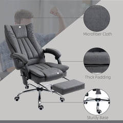 Vinsetto Microfiber Office Chair, High Back Computer Chair with 6 Point Massage, Heat, Adjustable Height and Retractable Footrest, Dark Blue