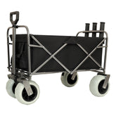 Fishing Cart with Rod Holders ,Beach Wagon with Big Wheels for Sand 500lbs capacity - All Terrain Steel Frame Utility Cart with 9" Pneumatic Tires,strap with multiuse bag ,black