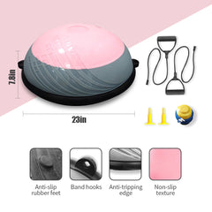 Balance Ball Balance Trainer 660Lbs Weight Capacity 23" Half Ball with Resistant Band, Anti Burst Design, Anti-Slip Surface for Home Gym Core Ab Training Yoga Fitness Stability Workout with Foot Pump
