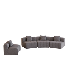 Chenille curved sectional sofa with 4 pillows,Curved Symmetrical Modular Semi Circular Sofa Sectional for bedroom, living room, office for leisure or nap, reading room, and lobby
