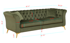 Chesterfield sofa ,Stanford sofa , high quality Chesterfield sofa ,GREEN, tufted and wrinkled fabric sofa;contemporary Stanford sofa .loverseater; tufted sofa with scroll arm and scroll back