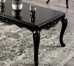 Traditional Style Rectangle Coffee Table Curved Shaped Legs Carved Design Solid Wood Structure Espresso / Black Finish