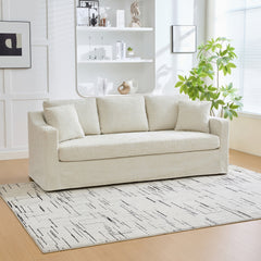 83.86" wide modern casual sofa, chenille fabric, deep seat, three-seater, with removable upholstery cover, suitable for living room, bedroom, apartment.BEIGE