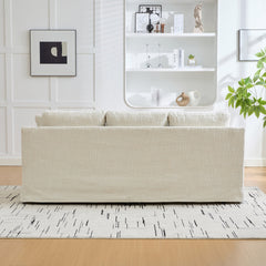 83.86" wide modern casual sofa, chenille fabric, deep seat, three-seater, with removable upholstery cover, suitable for living room, bedroom, apartment.BEIGE