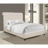 Clemence Beige Tufted Upholstered Queen Bed