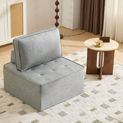 The light gray linen wooden frame sofa can be freely spliced, meeting various needs such as in small apartment living rooms and adapting to various decoration styles."