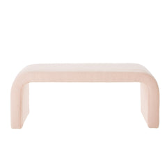 Set of 3 U-Shaped Modern Bench Teddy Ottoman Bench for Entryway, Bedroom End of Bed, Set of 3 Small Sofa Footrest Extra Seating for Living Room, 44+18 Inch Bench Bench & Ottoman-Pink