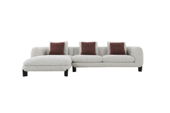 Mardi Maroon & Beige Tweed Sectional Sofa w/3 Pillows