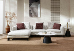 Mardi Maroon & Beige Tweed Sectional Sofa w/3 Pillows