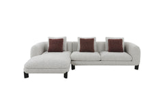 Mardi Maroon & Beige Tweed Sectional Sofa w/3 Pillows