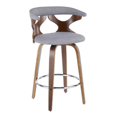 Gardenia Mid-Century Modern Counter Stool in Walnut and Light Grey Fabric by LumiSource - Set of 2