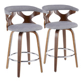 Gardenia Mid-Century Modern Counter Stool in Walnut and Light Grey Fabric by LumiSource - Set of 2