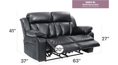 Daria G683-RL Reclining Love seat , BLACK