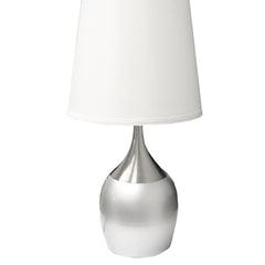 24" Tall Metal Touch Table Lamp with Silver finish, White Shade
