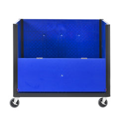 Collapside Bulk Container With Caster,Solid Wall, total capacity of 600 lbs Stacks up to 4 high for a total of 2000 lbs and includes 4 feet for stacking, blue