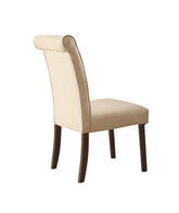 Gasha Beige Linen & Walnut Finish Side Chair (Set of 2)
