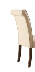 Gasha Beige Linen & Walnut Finish Side Chair (Set of 2)