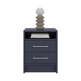 Eter Nightstand with Two Drawers and One Open Storage Shelf, Modern Bedroom Storage