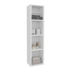 Tall Manufactured Wood Wall-Mounted Cabinet Storage with 4 Open Shelves, Slim Bathroom Organizer